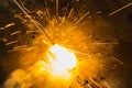 SMAW Ã¢â¬â Shielded metal arc welding and welding flame. Royalty Free Stock Photo